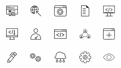 Fototapeta premium programming coding set of web icons in line style (1).eps