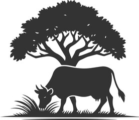 Vector silhouette of a cow