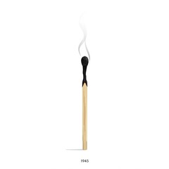 Standing Burnt Matchstick With Date 1945