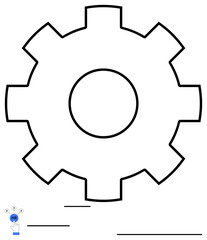 Large gear represents machinery or systems integration. Hand on HR icon symbolizes human resources, workforce automation, innovation. Ideal for business, teamwork, hiring, technology, management