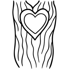 Nature-Inspired Carved Heart Line Drawing