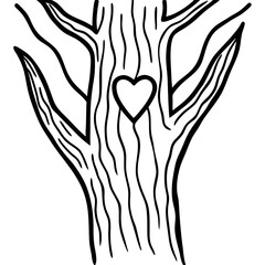 Nature-Inspired Carved Heart Line Drawing