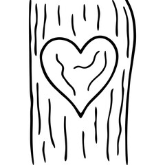 Nature-Inspired Carved Heart Line Drawing