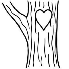 Nature-Inspired Carved Heart Line Drawing