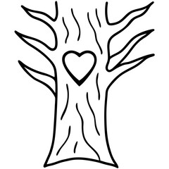 Nature-Inspired Carved Heart Line Drawing