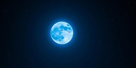 Fototapeta premium A luminous blue supermoon dominates a star-dusted night sky, bright, full moon photography