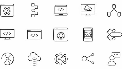 programming coding set of web icons in line style  (5).eps