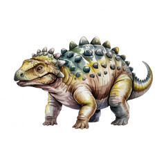 Fototapeta premium Detailed illustration of a dinosaur-like creature with armored skin and distinctive features in a natural setting