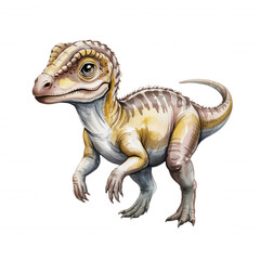 Fototapeta premium Colorful cartoon dinosaur character designed for kids, featuring a friendly expression and playful posture in bright colors
