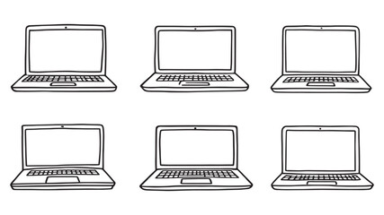 Laptop line art minimalist design black and white sketch