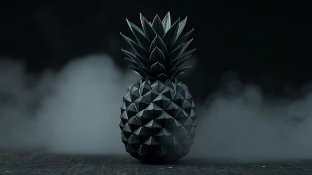 Geometric Elegance Black Pineapple Still Life in Smoke