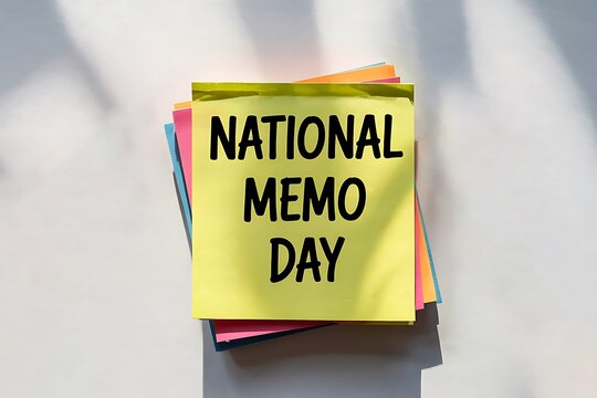 Celebrate National Memo Day A vibrant stack of colorful sticky notes announces this special day a reminder of the importance of written communication and record keeping captured in