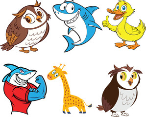 Set of cartoon animals