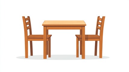 Fototapeta premium Simple wooden table and two chairs