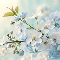 Fototapeta premium Ethereal flower art vibrant turquoise water splash soft gradient background
