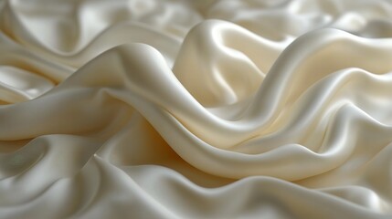 Fototapeta premium Creamy Silk Draped in Soft Waves, Luxurious Texture