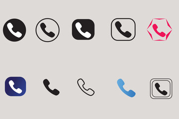 Call and Business Card Icon Collection – Editable, Resizable Vector Set of Communication, Contact, Phone, Email, Location, and Business Icons.