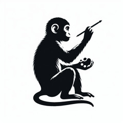 create monkey Silhouette with white background