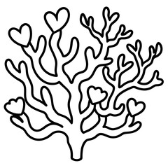 Romantic Coral Reef Line Art Design