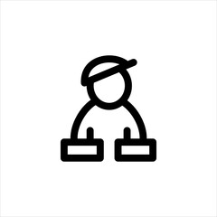 A handyman, plumber with tool boxes, or a builder - bricklayer with two bricks. Vector icon with editable lines.