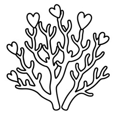Obraz premium Romantic Coral Reef Line Art Design