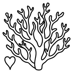 Romantic Coral Reef Line Art Design