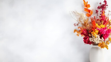 Autumnal dried flower arrangement in vase