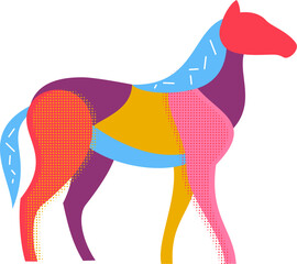 Horse silhouette in modern fashion pop art style. Colorful creative animal character design. Vivid vector illustration.