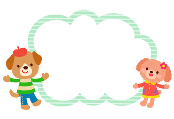 かわいいイヌのキャラクター　コピースペース　ポップ