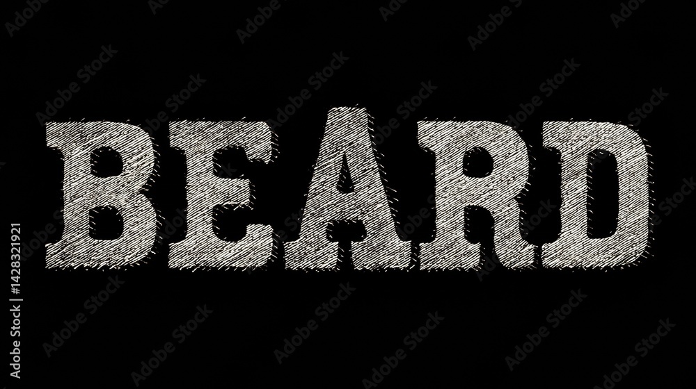 Aufkleber creative typography design representing the word beard, shaped to resemble a beard, showcasing artis