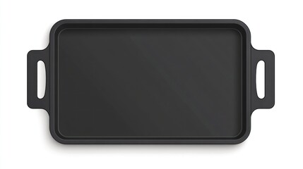 Empty black rectangular baking pan with handles