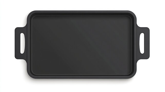 Empty black rectangular baking pan with handles
