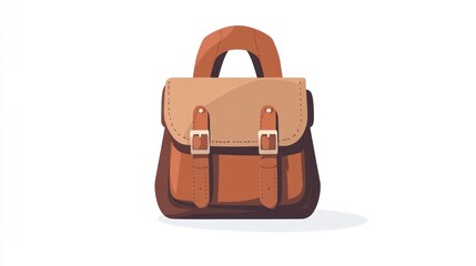 Simple illustration of a classic brown leather satchel bag