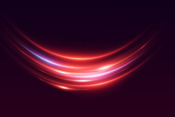 The effect of luminous movement of light. Red trace of lines and speed.