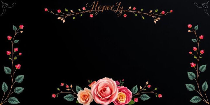 Elegant black wedding invitation mockup, AI generated, monochrome, vintage