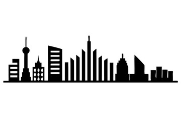 Obraz premium City Skyline Illustration for Urban Art, Cityscape Graphics, Modern Architecture Sketch