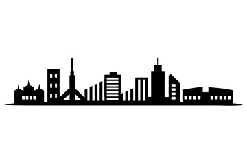 Naklejka premium City Skyline Illustration for Urban Art, Cityscape Graphics, Modern Architecture Sketch