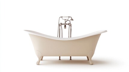 Vintage cream-colored clawfoot bathtub with chrome fixtures