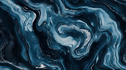 Fototapeta premium Intricate abstract design of swirling dark blues and whites.