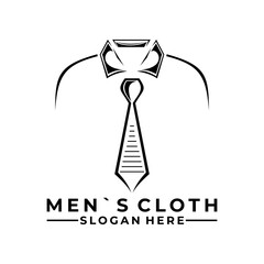 Tie with T-shirt line art logo design vector template