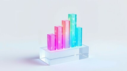 Fototapeta premium Colorful Glass Bar Chart Growing Graph Success Business Financial Growth