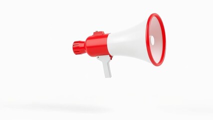 Red and White Bullhorn Megaphone Announcement Device for Public Speaking