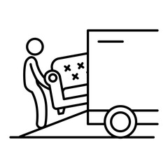 Loading Couch into Truck Icon. Activity-based illustration for lifestyle, home, or outdoor task contexts