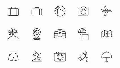 travel and tourism icon set with editable stroke  .eps