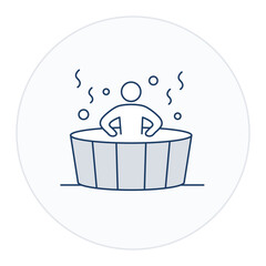 Hot Tub Soaking Icon. Activity-based illustration for lifestyle, home, or outdoor task contexts