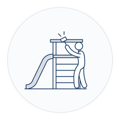 Fixing Playground Slide Icon. Activity-based illustration for lifestyle, home, or outdoor task contexts