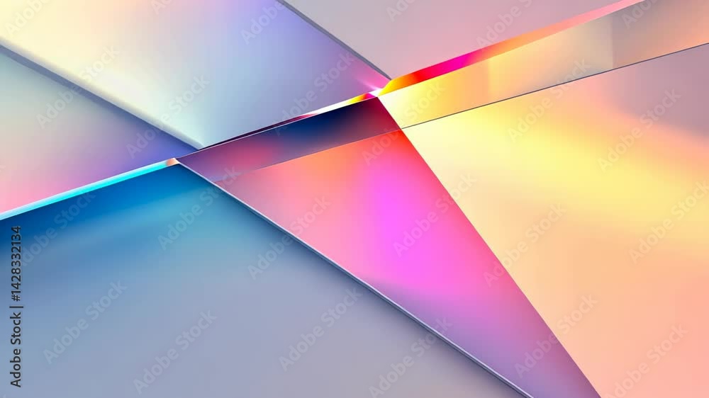 Poster exploring vibrant light reflections and color play in a dynamic abstract composition generative ai