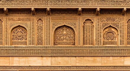 Traditional Kundan Style Mughal Jewel Patterns Silk Base Indian Ornament Art