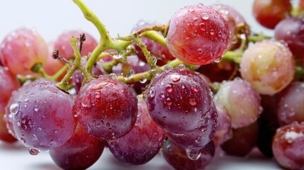 Malbec World Day. Close-up of fresh red grapes with water droplets