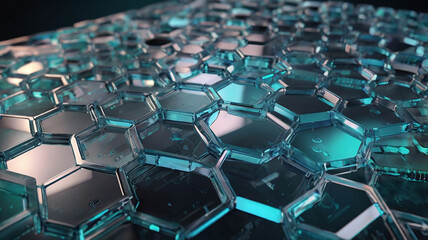 Obraz premium Artistic visualization of hexagonal cell patterns with stunning light effects